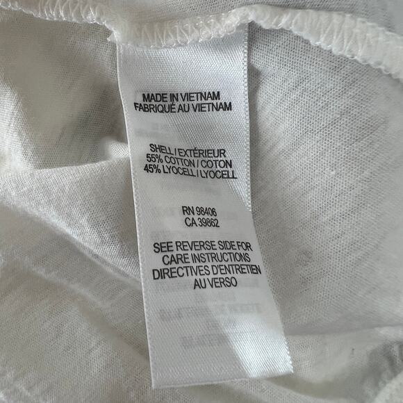 THEORY Diona Off White Short Sleeve Faux Wrap Crossover Blouse Top Size L - Picture 10 of 11